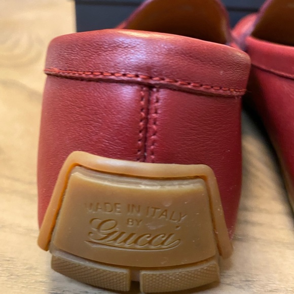 ❤️ Authentic Red Leather Gucci Loafers size 38 1/2 - Picture 7 of 9